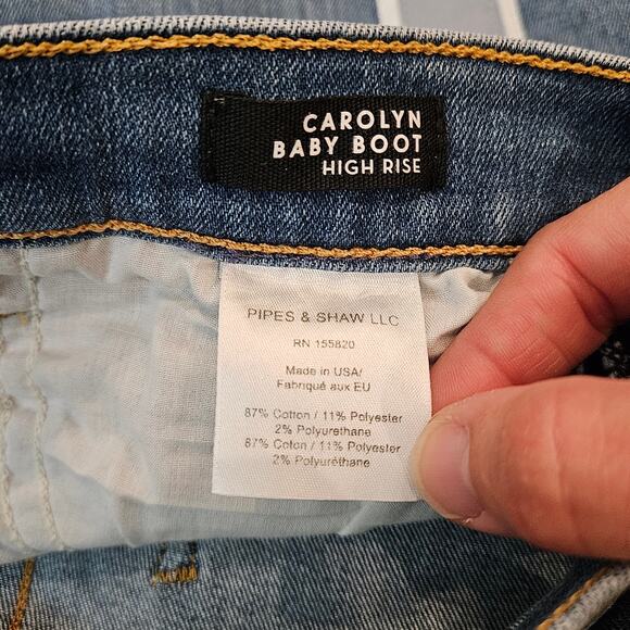 Veronica Beard Carolyn Baby Boot Jeans 26 High Rise Button Fly Tuxedo Stripe - Picture 12 of 12